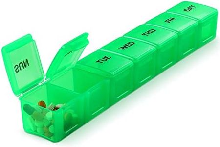 Pill Organizer XL Extra Large Weekly and Daily Pill Cases for Pills/Vitamin/Fish Oil/Supplements (Green)