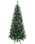 WeRChristmas Pre-Lit Slim Frosted Christmas Tree with 200 White LED Lights, 6 ft/1.8 m, Green