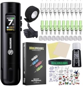 Dragonhawk X7 Wireless Tattoo Pen Kit, Rotary Tattoo Machine Gun Kit - Brushless Motor by Mcore, Smart Display Tattoo Pen 20Pcs Cartridges Needles - Fine Tattoo Kit