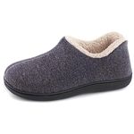 ULTRAIDEAS Women's Cozy Memory Foam Loafer Slippers with Warm Fleece Lining, Ladies Closed Back House Shoes with Non-slip Indoor Outdoor Rubber Sole, Grey, 8