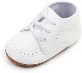 Enteer Infant Boys High-top Sneaker Brown Baby Shoes, Q-white, 12-18 Months Toddler