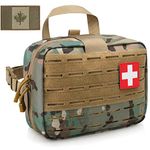 LIVANS Tactical Molle Medical Pouch of Upgraded Size, First Aid Pouch Large Capacity IFAK Pouch Molle EMT Pouch Detachable Quick Release Pouch with Headrest Mount Included Flag and Cross Patch