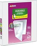 Avery Durable View 3 Ring Binder, 1" Inch, Slant D Rings, White, 2 Pockets, 220 Sheet Capacity, PVC Free (34002)