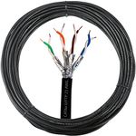 Loops Outdoor Rated CAT6a Cable - 23 AWG U/FTP Foil Shielded - Screened Pure Copper Solid Core Ethernet Network Wire - 10 Gigabit External Internet Data Reel (100m (328ft) Outdoor Ethernet Cable)