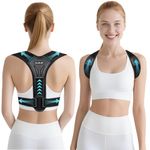 Aollop Posture Corrector for Women and Men, Upgraded Upper Back Brace, Back Straightener with Cushioned Shoulder Pads & Underarm Pain Relief Strap, Adjustable Back Support for Shoulder Neck(37.4'-43')