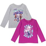 Marvel Spidey and His Amazing Friends Spider-Gwen Ghost Spider Miles Morales Girls 2 Pack T-Shirts Toddler to Little Kid, Gray / Purple, 3T