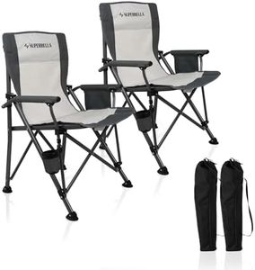 Superrella Portable Outdoor Folding Camping Chairs 2 Pack Heavy Duty Camp Chairs with Storage Bag for Outside Activities, Beige Grey