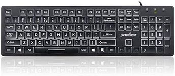 Perixx PERIBOARD-317 Wired Backlit USB Keyboard, Big Print Letter with White Illuminated LED, US English Layout,Black