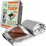 STARPYNG - Heavy Duty 10 Mil Sliver/Brown Poly Tarp Cover,Thick Waterproof, UV Resistant,can be Used to Cover Cars, Swimming Pools, Boats, courtyards, etc(Silver/Brown, 10 * 12feet)