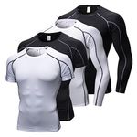 4 Pack Mens Compression Shirts Men Long/Short Sleeve Athletic Baselayer Undershirt Gear T Shirt for Sports Workout