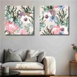 Livin'luxe paintings set of 2 colorful flower modern art canvas home decor wall paintings with frame painting for living room wall decoration office 12 inch x 12 inch CR-183