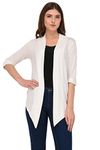 ESPRESSO Women's 100% Viscose Waterfall Summer Shrugs with Button Foldable Sleeve - Off White - 3XL