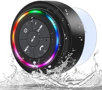 NITMTYOU Bluetooth Shower Speaker, Portable Bluetooth Wireless Waterproof Speaker for Pool, Floating IP67 LED Light Bathroom Speaker with Suction Cup, Built in Mic, for Camping Beach Travel