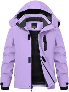 Buyboxs Kids Winter Coat Thermal Liner Girls Ski Jackets Hooded Waterproof Windproof Warm Snow Jacket for Children Zip Pockets Purple S (6-7)