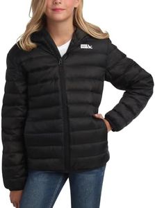 Eddie Bauer Girls' Jacket - CirrusLite Weather Resistant Down Coat for Girls - Insulated Quilted Bubble Puffer (3-20), Black Onyx, 10-12