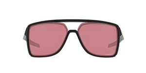 Oakley Men's Oo9147 Castel Sunglasses, Matte Black/Prizm Dark Golf, 63 mm