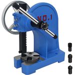 PNBO Arbor Press 1 Ton,Ratchet Leverage Arbor Press with Handwheel,5.5" Maximum Height,Manual Desktop Punch Press Machine Metal Arbor Press Tool,for Stamping,Bending,Stretching,Forming