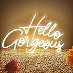 HFHungkeong Hello Gorgeous LED Neon Sign Light Up Glow Signs USB Powered for Home Room Wall Birthday Party Wedding Decor Bar Backdrop, Hanging and Dimmable Switch