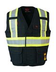 Fire Resistant (FR) Cotton Duck Hi Vis Safety Vest Black L