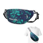 GUSTAVE® Waist Bag for Men, Double Layer Fanny Pack Phone Sling with Adjustable Strap, Green Cracked Print, Durable Oxford Fabric, Versatile for Travel, Gym, Daily Use