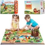 Lil-Gen Farm Animal Toys w/ Educational Animal Sound Book, 22pcs - 12 Small Animal Figurines, Farm Tractor Barn Animals & Plastic Fence, Toy Farm Animals for Children 3+, Farm Playset for Boys/Girls