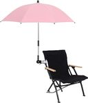 qzjijosen Chair Umbrella with Clamp, Universal Adjustable Beach Umbrella UV Protection Portable Sun Shade Umbrella for Patio Chairs, Beach Chairs, Strollers, Wheelchairs,and Golf (Pink)