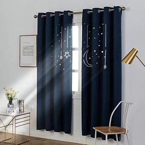 Mangata Casa Blackout Curtains 2 Panels with Grommets for Bedroom,Darking Window Curtains for Living Room, Fabric Polyester, Navy, 52x84inch-2panels