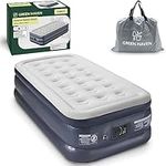 Green Haven Single Blow up Mattress - Waterproof Single Airbed Inflatable Mattress | Quick Inflating Air Bed for Adults & Kids | Premium Air Mattress Airbed for Camping Travel and Home Use