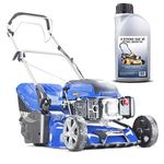 Hyundai 17"/43cm 139cc Self-propelled Petrol Roller Lawnmower with 5 Cutting Heights, Large 45l Grass Collector Bag, Foldable Handles & 3 Year Warranty