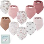 Yoofoss Baby Muslin Bibs 10 Pack Bandana Drool Bibs for Boys Girls Neutral, 100% Cotton Soft Absorbent Baby Bibs for Teething Drooling, Flower