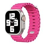 Sport Ocean Bands Compatible with Apple Watch Band Ultra SE Series 8/7/6/5/4/3/2/1 iWatch Silicone Straps 49mm 45mm 44m 42mm 41mm 40mm 38mm for Women Men Adjustable Wristbands(Barbie Pink,38/40/41mm)