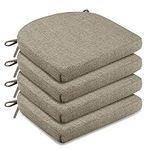 LOVTEX Chair Cushions for Dining Chairs 4 Pack - Memory Foam Chair Pads with Ties and Non-Slip Backing - Seat Cushion for Kitchen Chair 16"X16"X2", Khaki