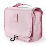 Hanging Travel Toiletry Bag - WZPB Waterproof Hanging Cosmetic Bag for Women, Protable Travel Makeup Bag for Toiletries, Bathroom Organizer Bag with Sturdy Hook (Pink)