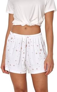 GYS Pajama Shorts for Women - Viscose Made from Bamboo, Soft Sleep Shorts Stretchy Sleepwear Casual Pj Bottoms, White Stars, XX-Large Plus