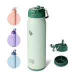 BOTTLE BOTTLE Insulated Water Bottle Stainless Steel 700ml（24oz） Bike Water Bottles with Straw and Adjustable Lid Daily Drink Flask Pill Organizer (green)