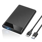 POSUGEAR 2.5 Inch Hard Drive Enclosure, USB 3.0 to SATA III Tool-Free Black HDD Enclosure for 7mm/9.5mm 2.5" SSD HDD UASP Supported, with LED Lamp Compatible with Toshiba Samsung WD PS4 Xbox PC TV