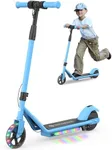 isinwheel S2 Electric Scooter for Kids Ages 6-14, 150W Motor, Adjustable Speed and Height, Colorful Lights, Double Brake, Kids Electric Scooter with Magnetic Charging, Gifts for Kids (Blue)