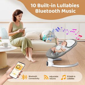 Electric Baby Bouncer Swing Chair – App & Remote Control, 5-Point Harness, Up to 9kg