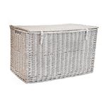 Arthur Cameron Extra Large Natural Wicker Storage Basket Trunk Chest (Large, White Wash)