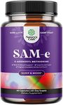 Sam-E 200mg Mood Support Supplement - S-Adenosyl Methionine Sam-E Supplement for Natural Stress Relief Mood Boost Brain Support and Liver Detox Cleanse - Sam E Vitamin Supplement Bain Boost Mood Pills