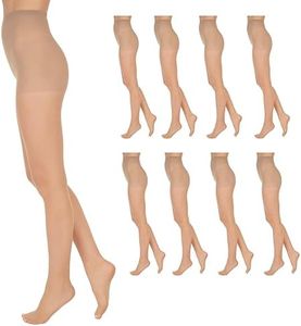 L'eggs Everyday Standard-Panty Sheer Toe Pantyhose for All Day Comfort, 100% Nylon, Nude, Size B (Pack of 8)