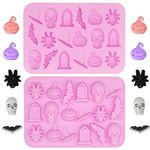 CHEERYMAGIC Halloween Silicone Mold, 18-Cavity Halloween Chocolate Mold Candy Mould Pumpkin Bat Spider Hat Tombstone Shape Mold for Chocolate, Candy, Jelly DIY A6-WSDTMJ (Pink)