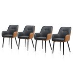 TUKAILAi Dining Chairs Set of 4 Faux Leather Padded Seat Kitchen Chairs with Backrest and Sturdy Metal Legs, Occasional Lounge Accent Chairs Living Room Reception Chairs