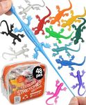 UpBrands 48 Super Stretchy Lizard Toys 3" Bulk Set, 12 Colors, Gecko Kit for Birthday Party Favors for Kids, Goodie Bags, Easter Egg Basket Stuffers, Pinata Filler, Classroom Prizes