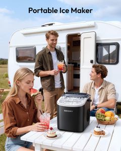 EUHOMY Countertop Ice Maker – Black, Compact Portable Machine