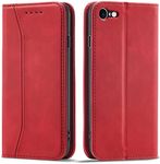 OKZone Compatible with iPhone 6S / iPhone 6 (4.7 Inches) Case, Magnetic Leather Mobile Phone Case for iPhone 6S / iPhone 6, Premium Leather Flip Foldable Card Slots Shockproof Stand Function (Red)