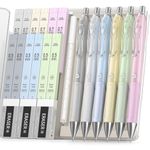 Four Candies Pastel Mechanical Pencil Set 6PCS 0.5 & 0.7 mm Cute Mechanical Pencils with 12 Tubes HB 2B Lead Refills, 3 Erasers, 9 Eraser Refills, Metal Clip For School Drawing Sketching 6 Colors