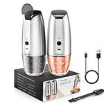 Electric Salt and Pepper Grinder Set - Rechargeable Pepper Mill Automatic Salt Grinder with One-Handed Operation Adjustable Coarseness Salt Mill Refillable Salt Pepper Mill