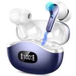 Wireless Earbuds, Bluetooth 5.3 Headphones In Ear Earphones 4 ENC Noise Cancelling Mic Headphones with HIFI Stereo, 40H Playtime, Type-C Charging Case, IP7 Waterproof Running Ear buds Headphones Blue