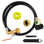 Lapert Upgraded Propane Refill Adapter Hose 36" Propane Extension Refill Hose with Gauge and ON/Off Control Valve for 1LB Propane Gas Tank 350PSI High Pressure Camping (QCC1/Type1 Inlet)